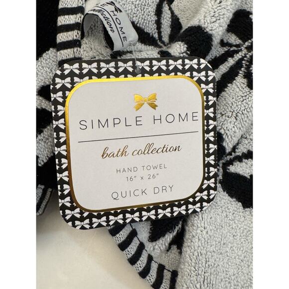 2PC Simple Home Black White Bows Bath Hand Towel Set Coquette Decor - Picture 5 of 7
